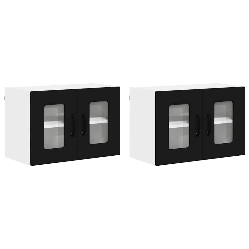 Kitchen Wall Cabinet with Shelf 2 pcs Black 60 x 31 x 40 cm